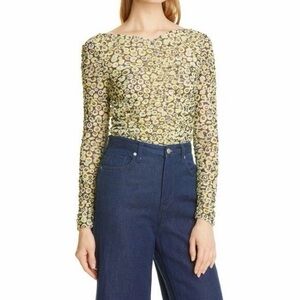 NWT Baum Und Pferdgarten Joselle Yellow Dahlia Long Sleeve Top Size XL